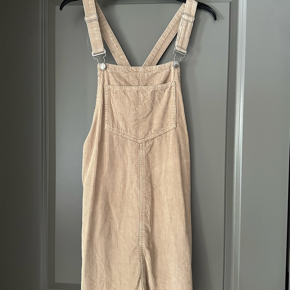 DenimCo Beige Corduroy Overall Dress